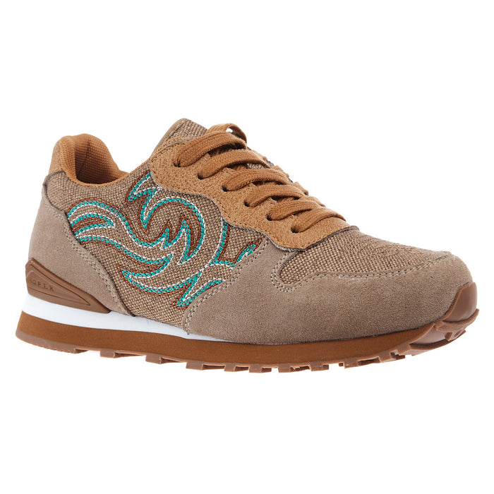 Women`s Beige Suede Giddyup Western Stitch Jogger