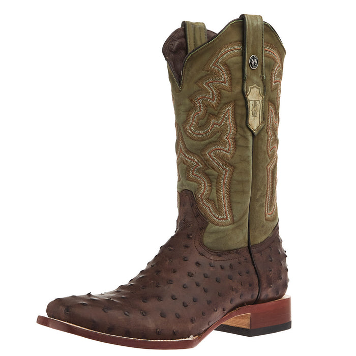 Men's Mad Dog Nicotine Ostrich Print Vamp 13in Green Top