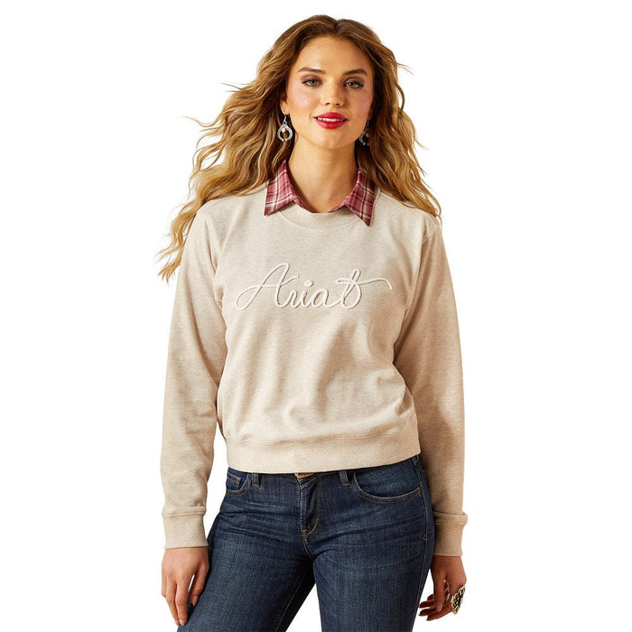 Women's Oatmeal Essential Crew Neck Sweatshirt