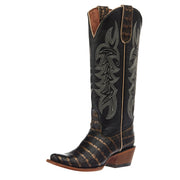 Women`s Caiman Belly Print 14In Gold Top Boot