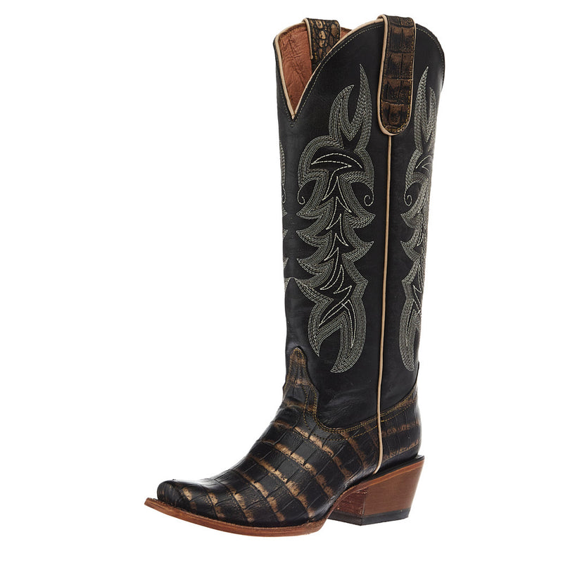 Women`s Caiman Belly Print 14In Gold Top Boot