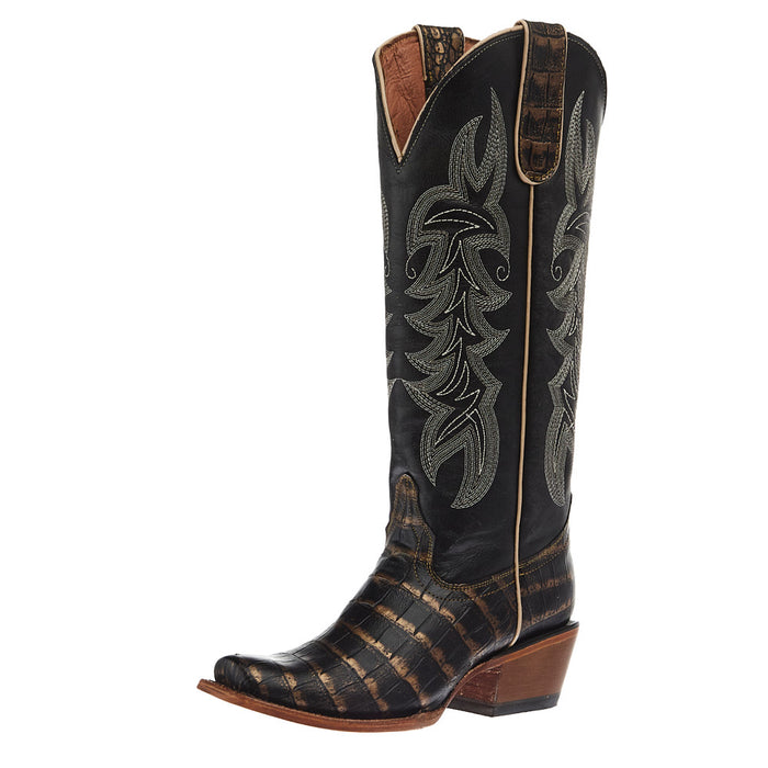 Women`s Caiman Belly Print 14In Gold Top Boot
