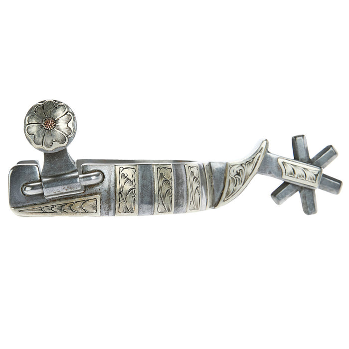 7/8in Silver Bar Mounted with 6pt Rowel Spurs