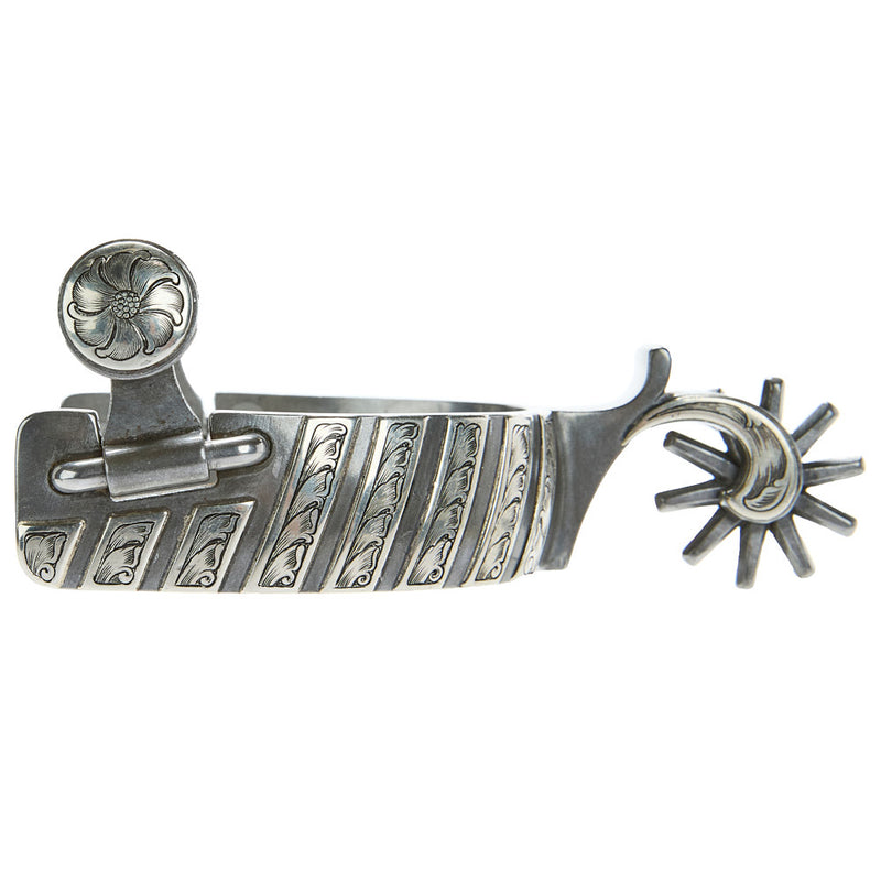1in Silver Bar Mounted with 10pt Rowel Spurs