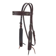 Diamond Basket Stamp Heavy Oil Wide Browband Headstall