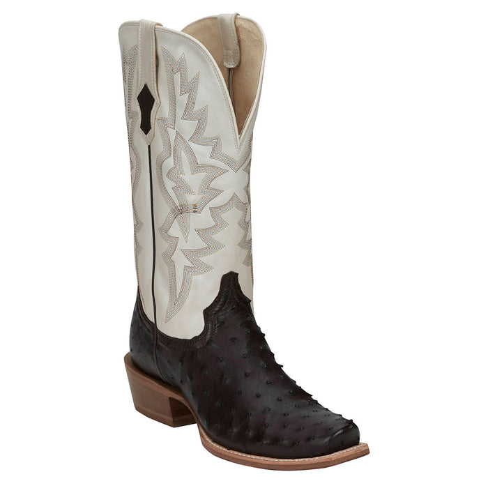 Men's Rylen Brown Full Quill Ostrich Vamp 13in White Cowhide Top