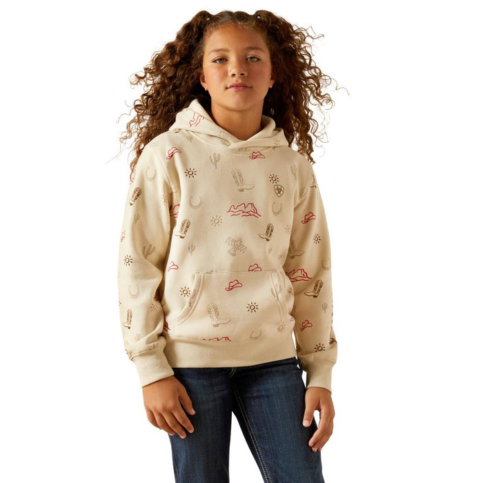 Girl's Western Stamps Hoodie