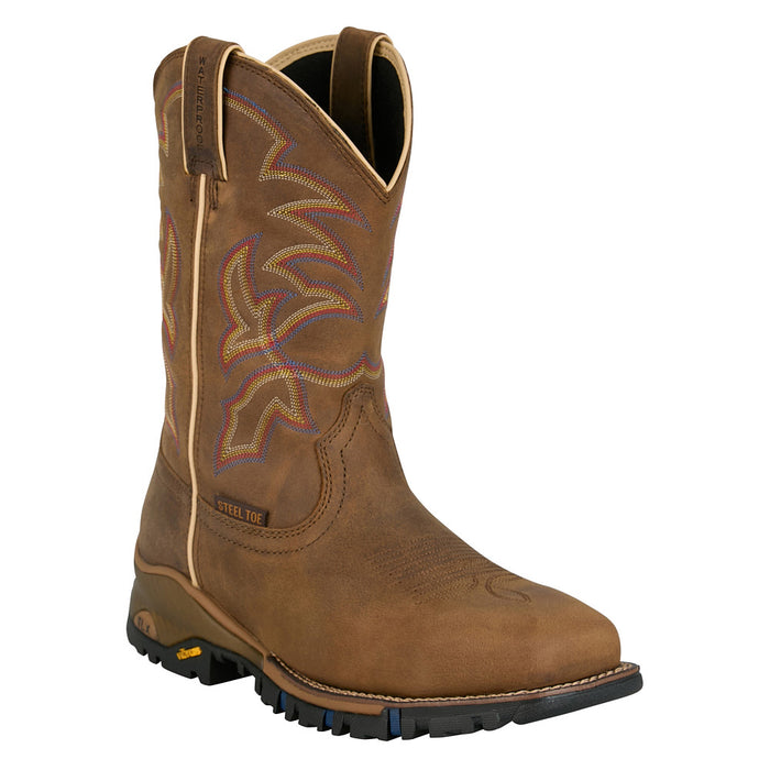 Men's Roustabout Tan 11In Top Wide Square Steel Toe Work Boot