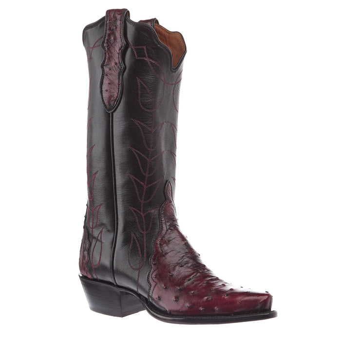 Tony Lama Women's Black Cherry Full Quill Ostrich Vamp 17In Black Top