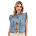 Women's Denim Ruffle Sleeveless Top