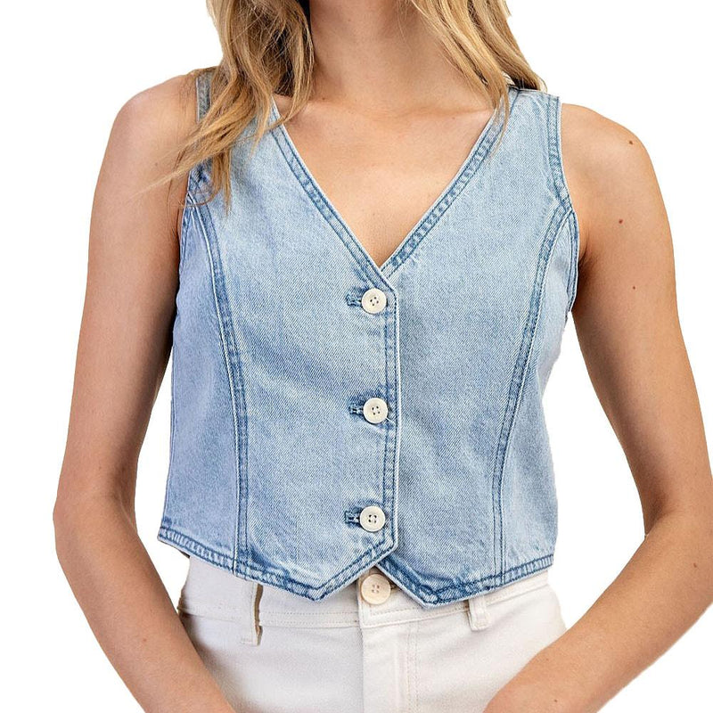 Women's Denim Sleeveless Vest Top