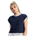 Women's Navy Slveless White Trim Sweater