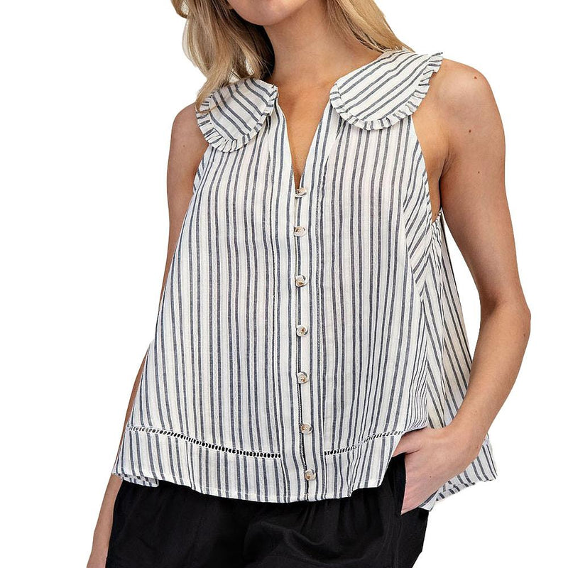 Women's Black Stripe Sleeveless Top