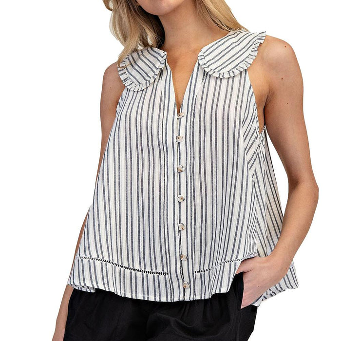 Women's Black Stripe Sleeveless Top