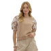Women's Camel Floral Sleeve Top