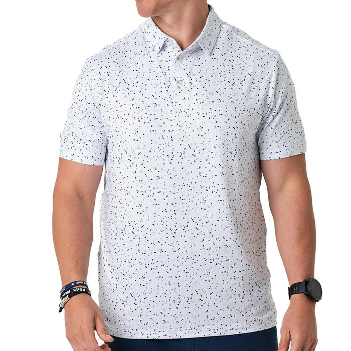 Men's White Speckled Performance Polo