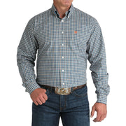 Men's Blue Plaid Button Shirt