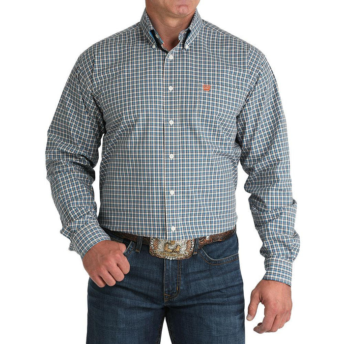 Men's Blue Plaid Button Shirt