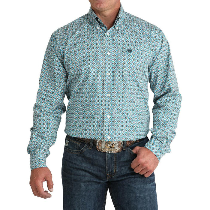 Men's Blue Multi Print Shirt