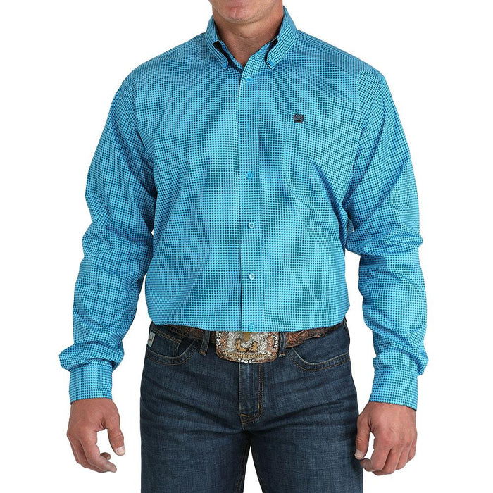 Men's Blue Small Print Shirt