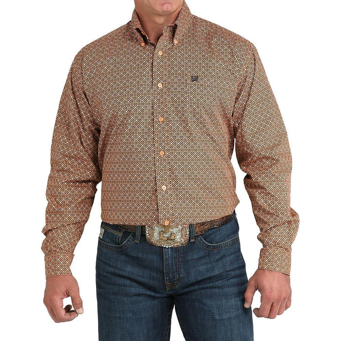 Men's Copper Tan Print Long Sleeve Shirt