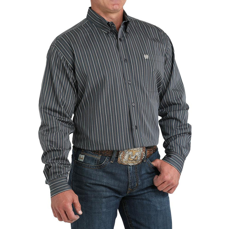 Men's Dark Grey Stripe Shirt
