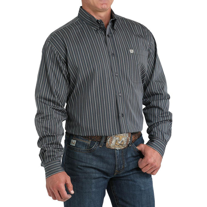 Men's Dark Grey Stripe Shirt