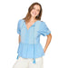 Women's Chambray Embroidered Peplum Top