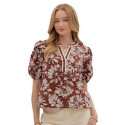 Women's Wine Print Top