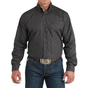 Men's Dark Grey Paisley Print Shirt