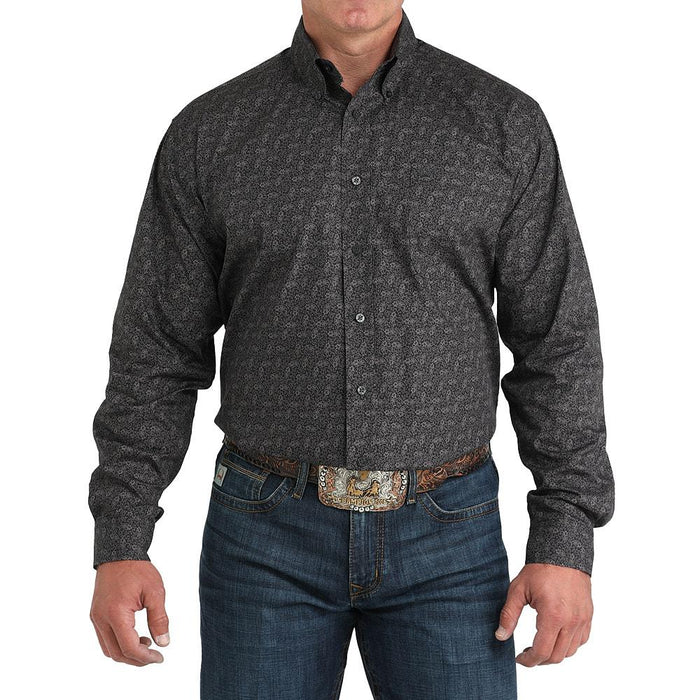 Men's Dark Grey Paisley Print Shirt