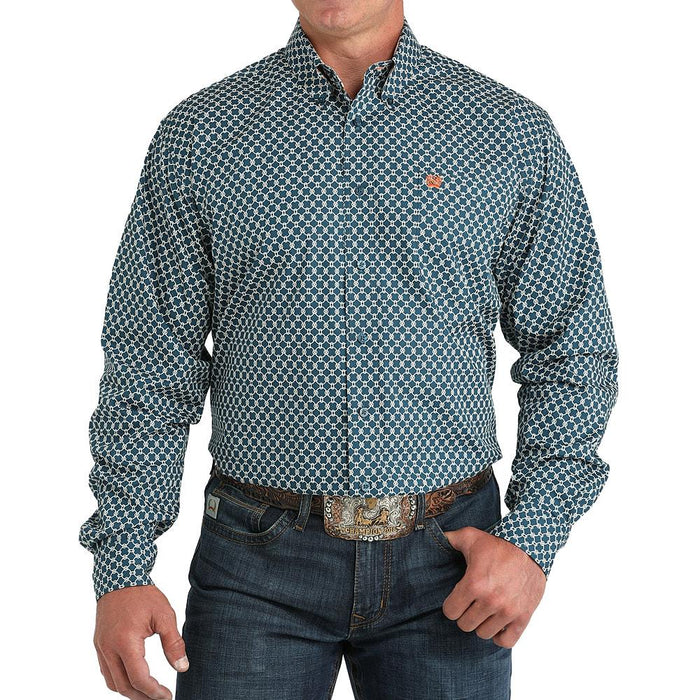 Men's Teal Circle Print Shirt