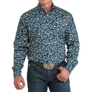 Men's Teal Floral Print Shirt