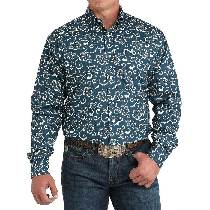 Men's Teal Floral Print Shirt