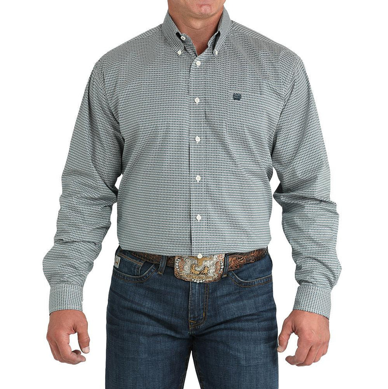 Men's Teal Print Stretch Shirt