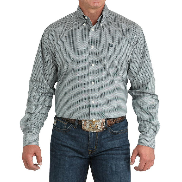 Men's Teal Print Stretch Shirt