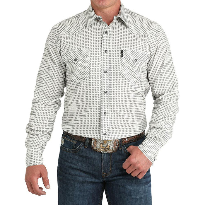 Men's Cream Print Modern Fit Shirt