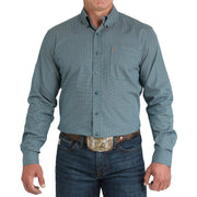 Men's Teal Print Modern Fit Shirt