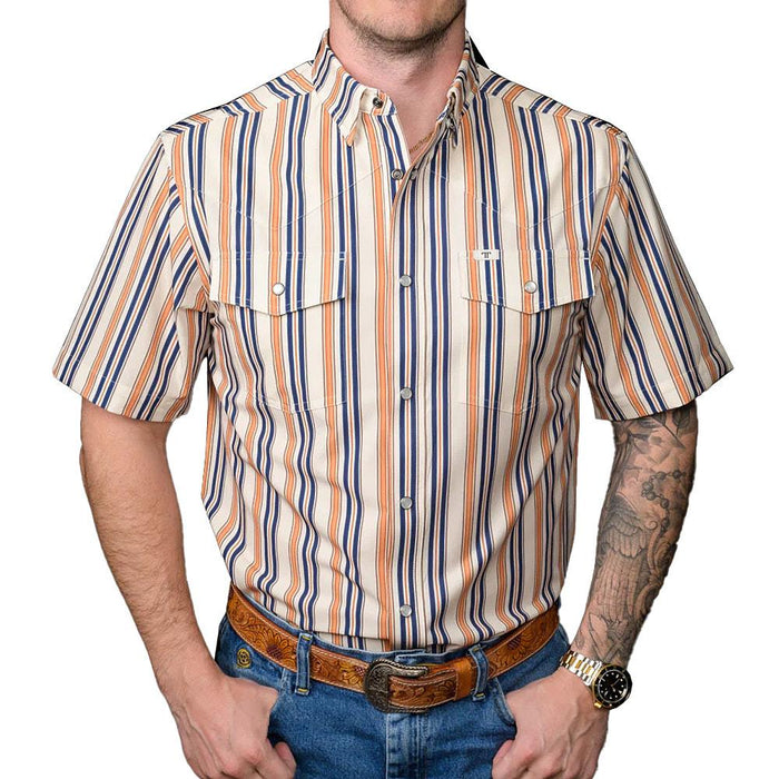 Men's Cream Stripe Jackson Short Sleeve Shirt