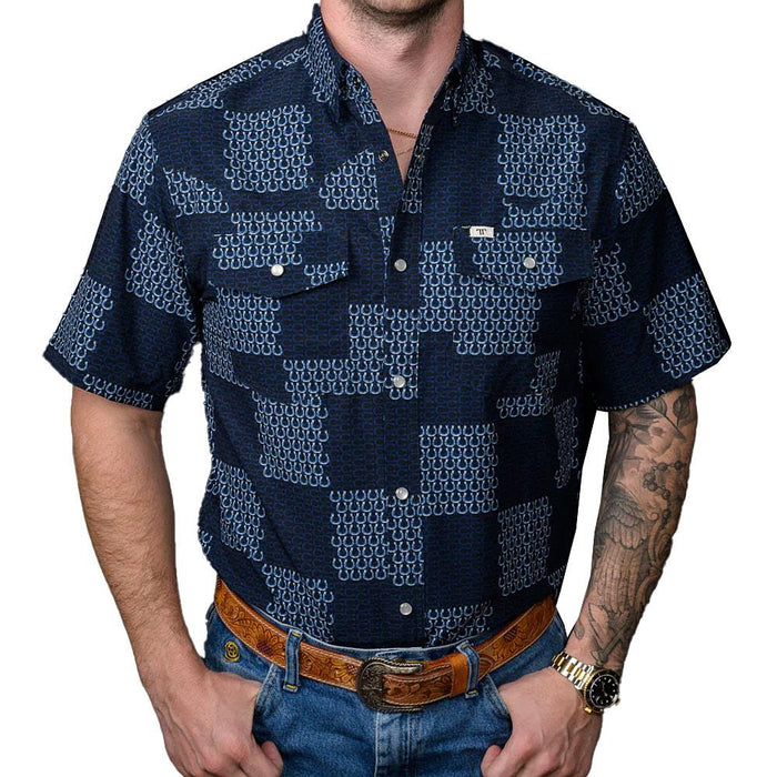 Men's Denim Dallas Checkered Short Sleeve Shirt