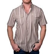 Men's Brown Stripe Wyatt Short Sleeve Shirt