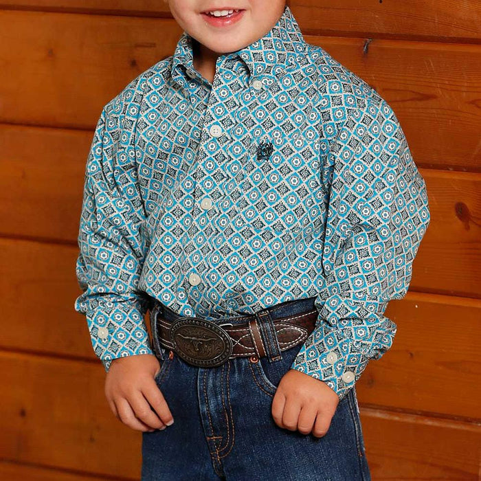 Toddler Boy's Blue Print Shirt