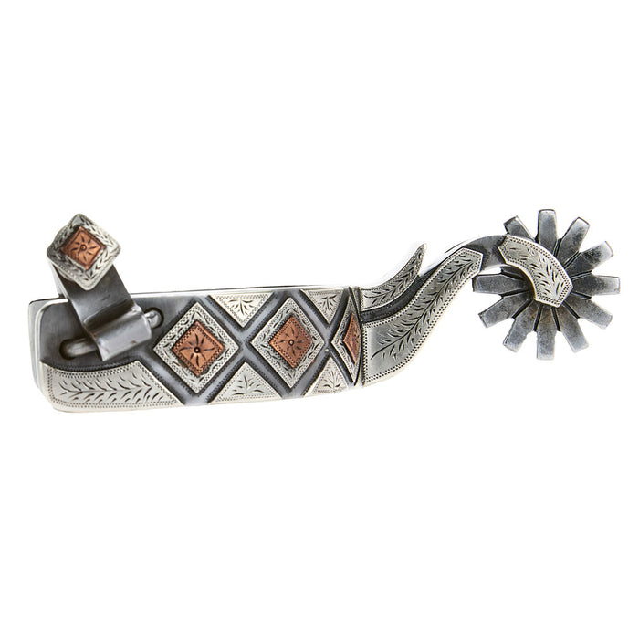 1in Band Diamond Silver Mount 12pt Rowel Spur