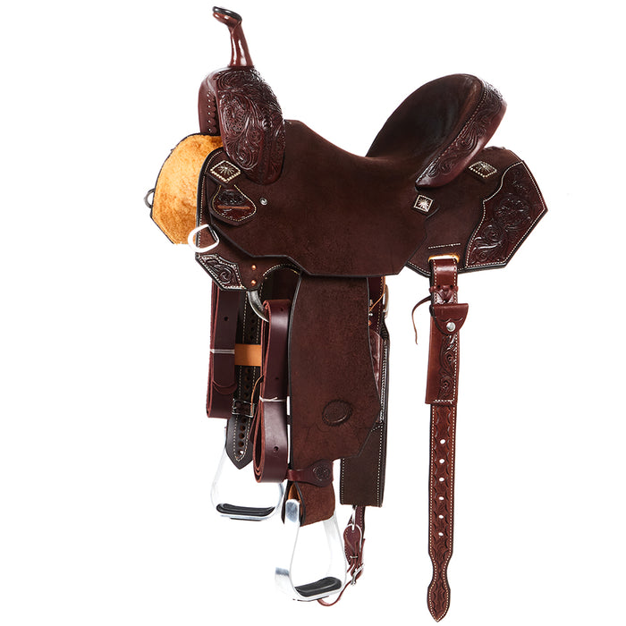 Nrs Competitors Chocolate Wyoming Flower Overlay Barrel Saddle