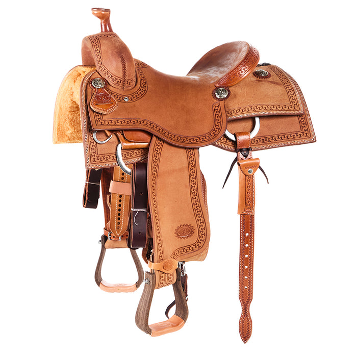 Natural Roughout with Full Serpentine Border Versatility Ranch Saddle