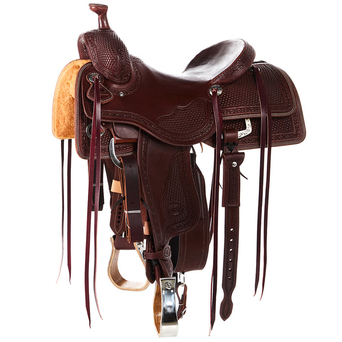 Heavy Oil 3/4 Breed Basket Stamp with Full Barbed Wire Border Versatility Ranch Saddle