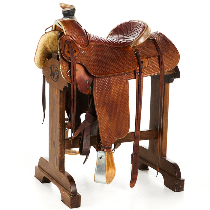 Used 15in Full Basket Stamp Team Roper with Smooth Quilted Seat