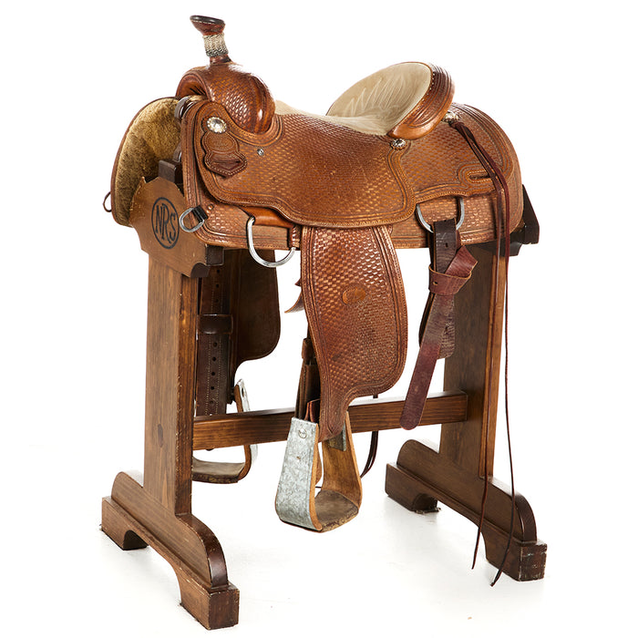 Used 14in Full Tooled Basket Stamp Calf Roper