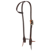 Heavy Oiled Rope Tooling Silver Scroll Copper Bar Double Buckle Single Ear Headstall