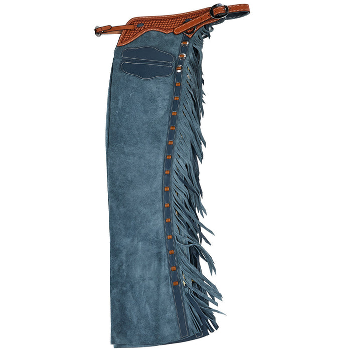 Blue and Saddle Tan Lace Medium Chaps